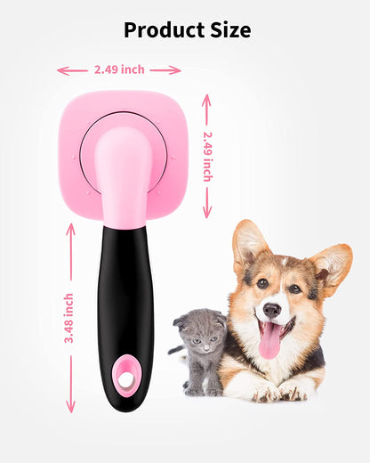 Dog Brush & Cat Brush- Slicker Pet Grooming Brush- Shedding Grooming Tools(Pink)