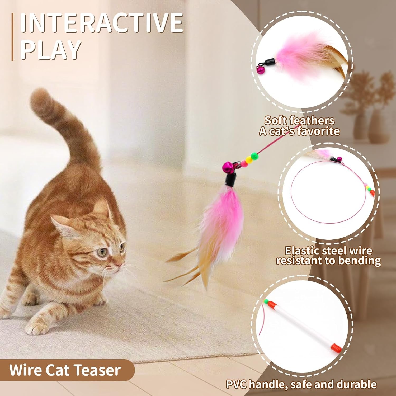 25-Piece Cat Toys Kit with Rainbow Tunnel - Interactive Cat Toy Bundle for Indoor Cats, Kitten Playtime Variety Set Includes Feather Teaser, Springs, Balls, Mice & Noise Toys