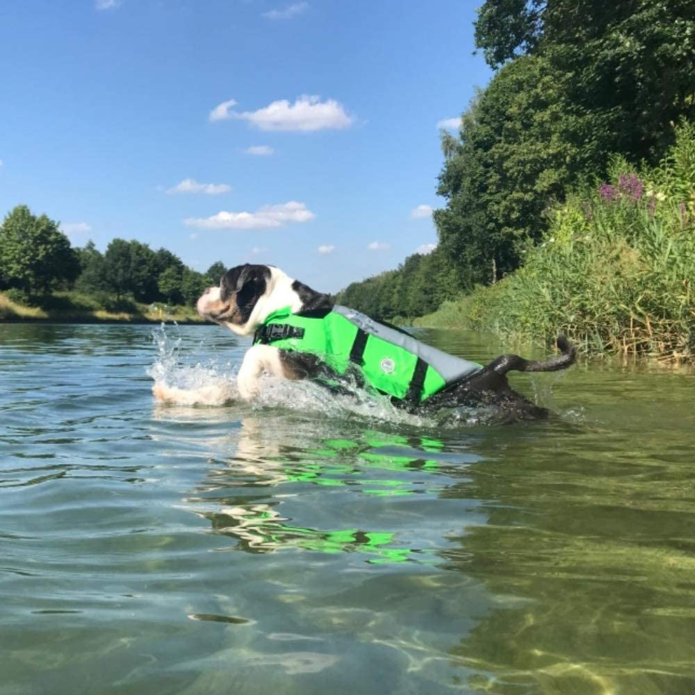 Dog Life Jacket with Removable Front Float, Life Vest for Dogs with Reflective Trims & Extra Padding for Swimming & Boating, Bright Green, S