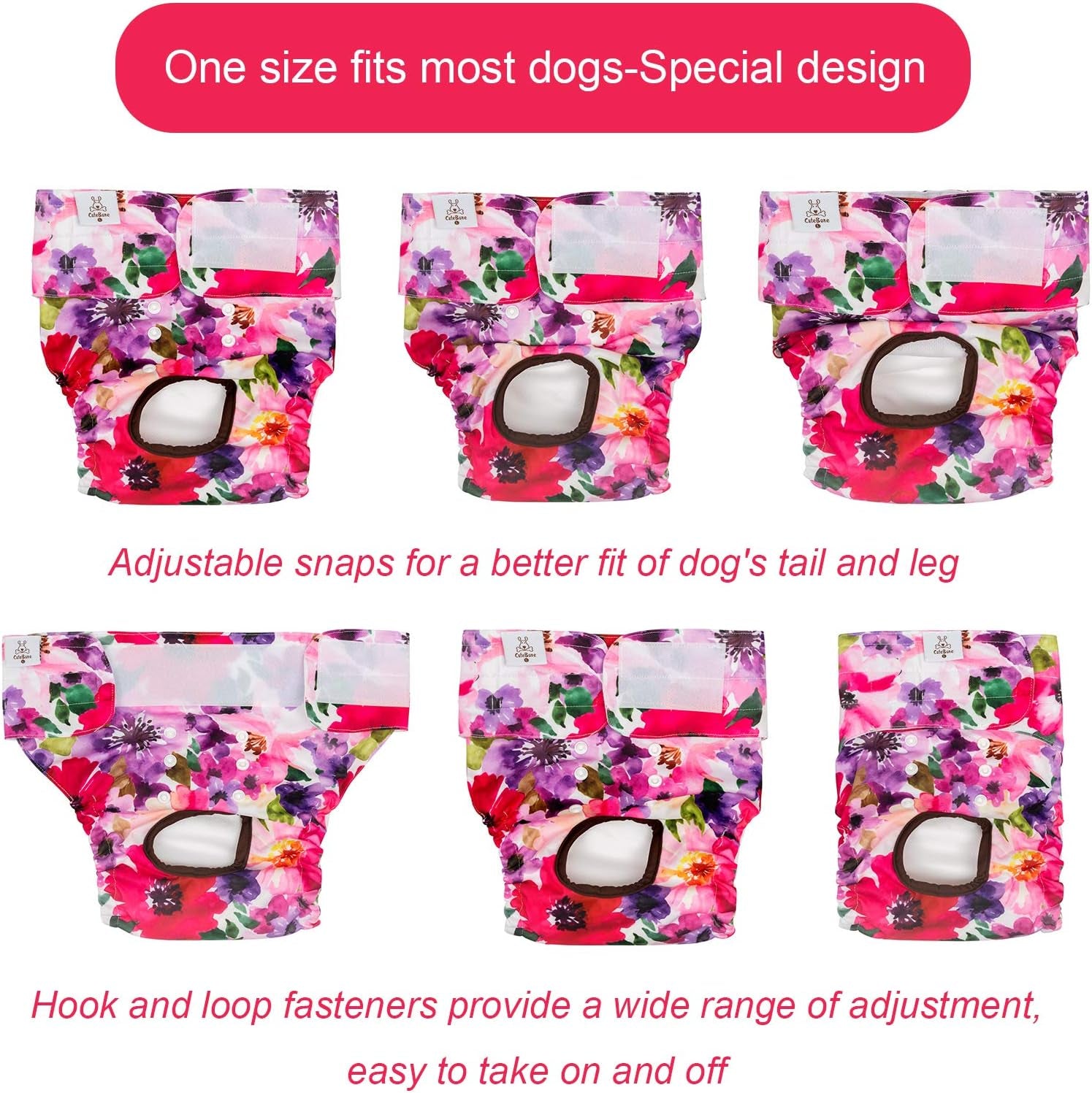 Dog Diapers Female Washable Small Medium Large 3 Pack Reusable Doggie Diapers Puppy Period Pants for Doggy Heat Cycle Peeing D21M