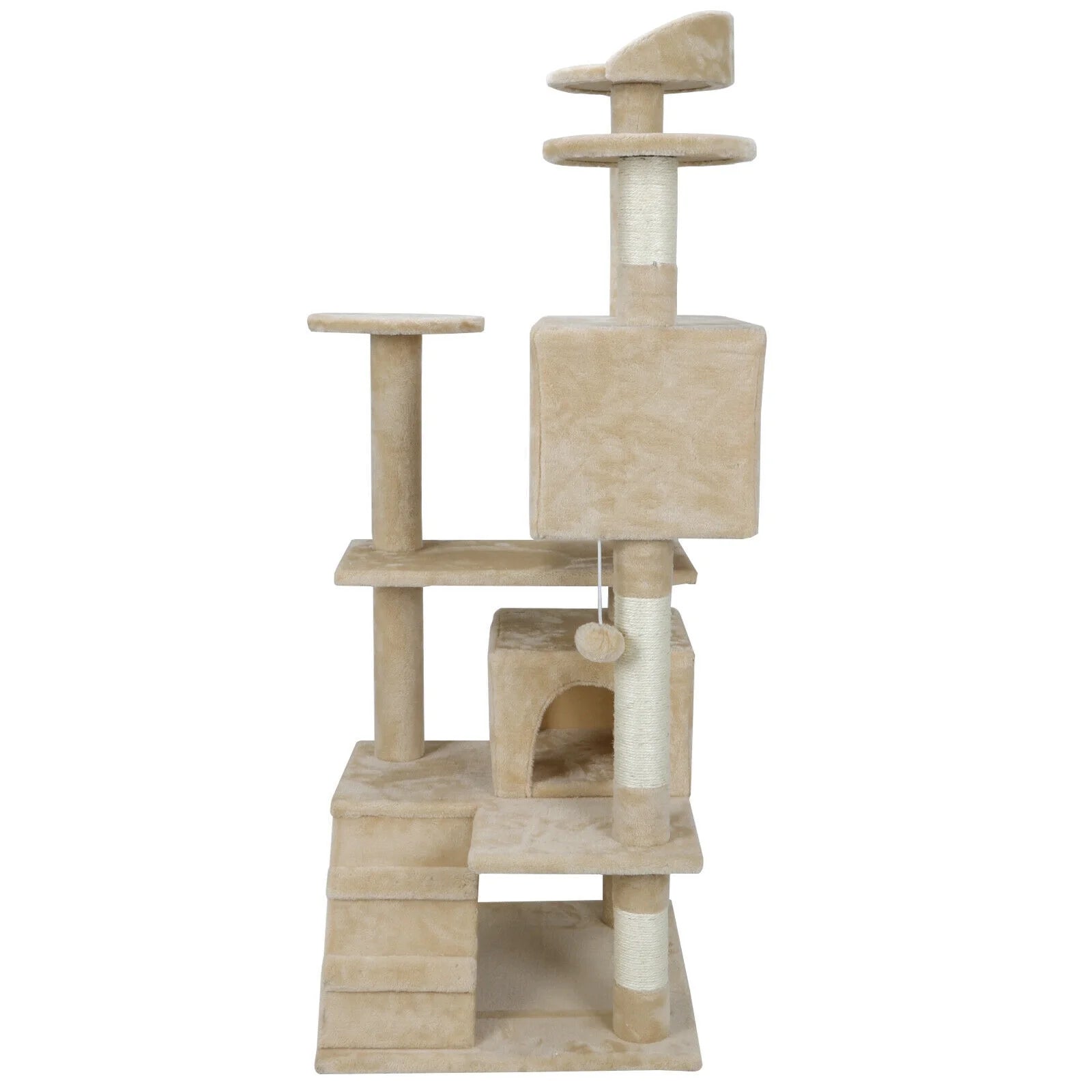 53" Multi-Level Cat Tree Stand House Furniture Kittens Activity Tower with Scratching Posts Kitty Pet Play House Beige