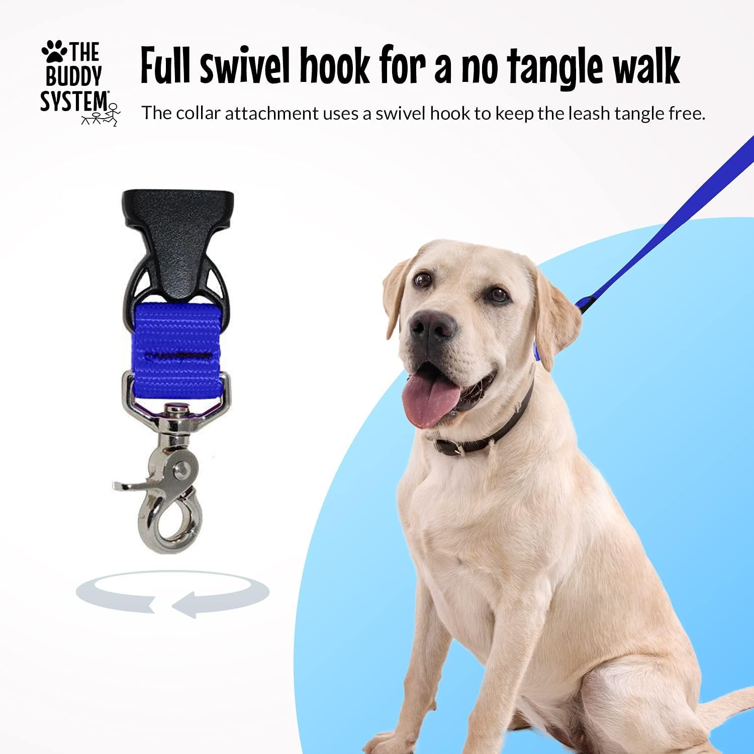 Hands Free Dog Leash, Adjustable Leash for Running, Jogging, Training and Service Dogs, Great for Small, Medium and Large Dogs, Made in USA (Royal Blue, Large Belt (27"- 50" Waist))