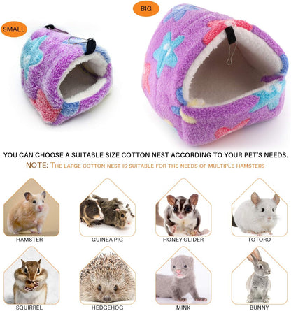 Warm Hamster Bed with Mat for Small Animal Pet, Mini Rat Hamster Plush House Bed Hut Nest Bed Mini House Cave Bed Cozy House Hideout(S)