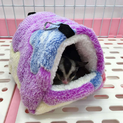 Warm Hamster Bed with Mat for Small Animal Pet, Mini Rat Hamster Plush House Bed Hut Nest Bed Mini House Cave Bed Cozy House Hideout(S)