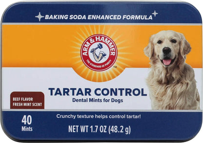 for Pets Tartar Control Dental Mints for Dogs | Dog Dental Mints Reduce Plaque & Tartar Buildup without Brushing | Beef Flavor, 40 Count