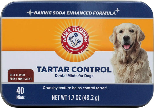 for Pets Tartar Control Dental Mints for Dogs | Dog Dental Mints Reduce Plaque & Tartar Buildup without Brushing | Beef Flavor, 40 Count