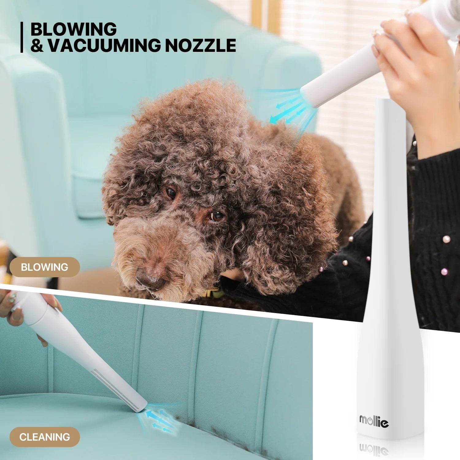 3 in 1 Pet Grooming Kit with Vacuum Suction & Blow Dryer, 6 Grooming Tools, Deshedding Brush, 4L Dust Cup, Hair Clipper with Guide Combs for Dog Cat, Pink