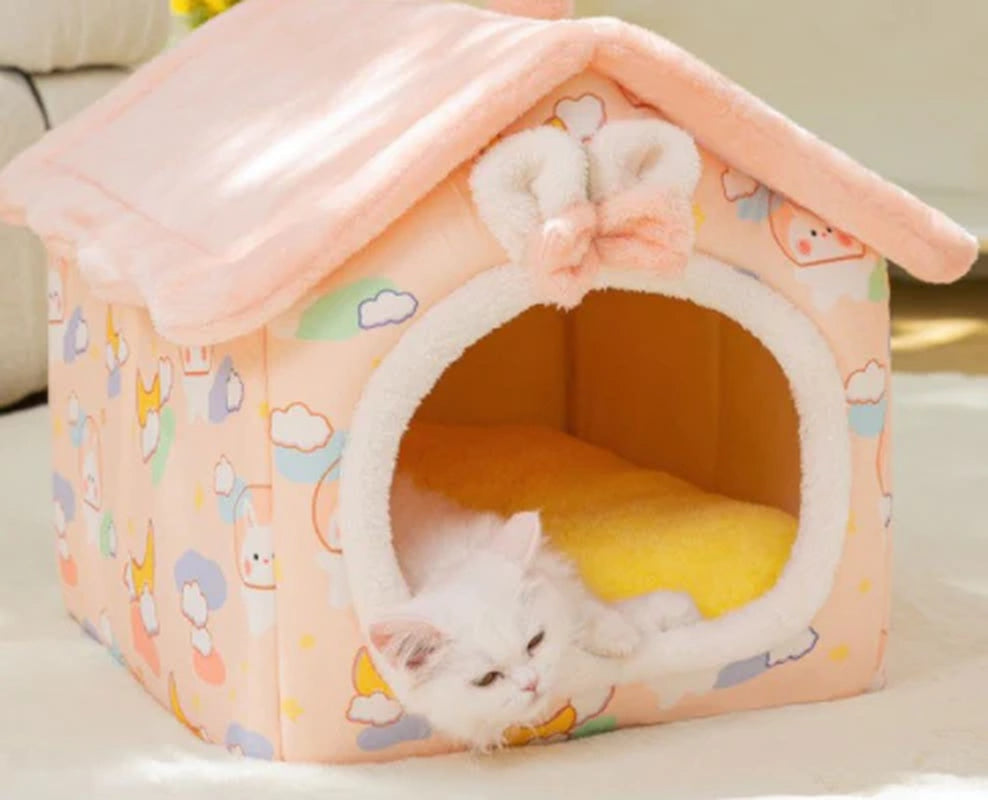 Foldable Dog House Pet Cat Bed Winter Dog Villa Sleep Kennel Removable Nest Warm Enclosed Cave Sofa Pets Supplies