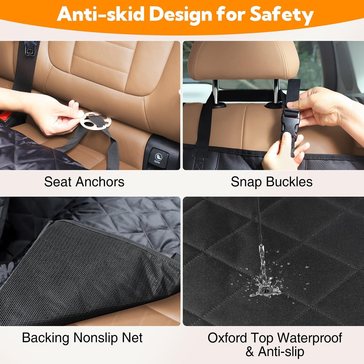 Dog Car Seat Cover for Back Seat,600D Heavy Duty Dog Hammock for Car with Side Flap,100% Waterproof Pet Backseat Cover, Anti-Scratch Nonslip Pet Seat Protector for Cars Trucks and SUV