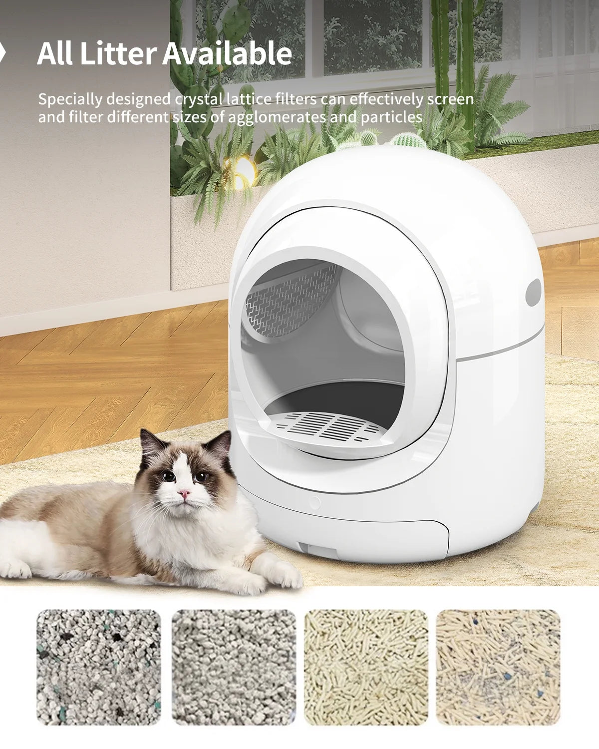 85L Self Cleaning Litter Box,Automatic Litter Box with App Control,Odor Removal,White