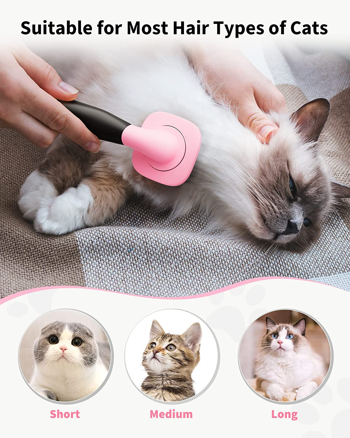 Dog Brush & Cat Brush- Slicker Pet Grooming Brush- Shedding Grooming Tools(Pink)