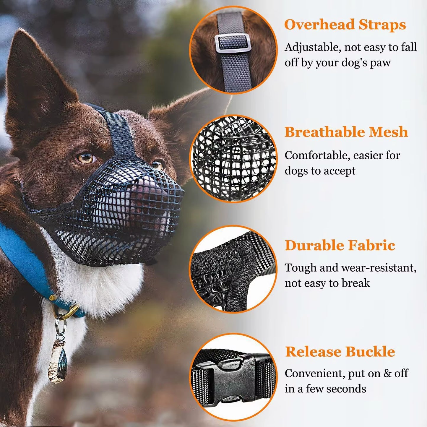 Pet Dog Muzzles Adjustable Breathable Dog Mouth Cover anti Bark Bite Mesh Dogs Mouth Muzzle Mask for Dogs